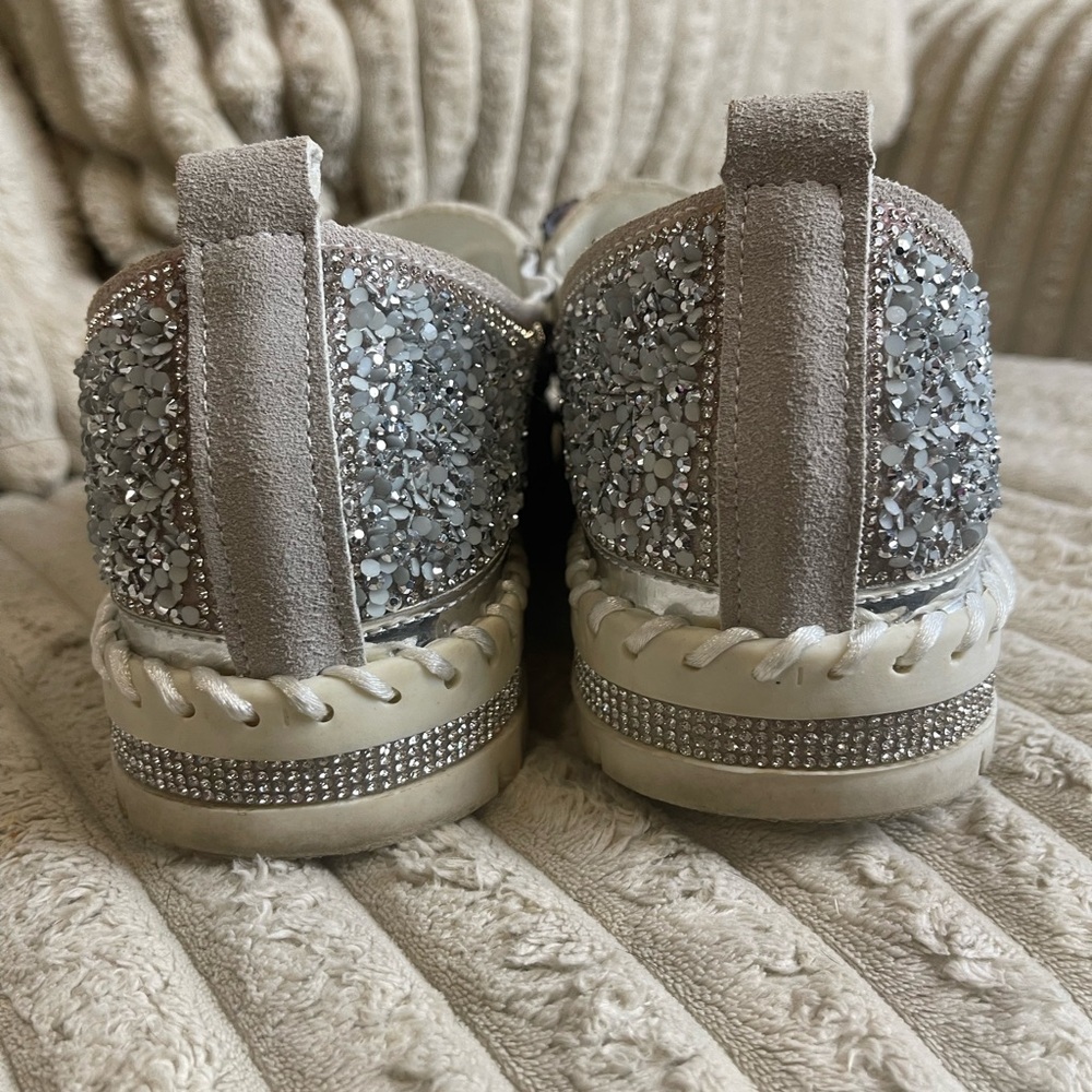 Sparkling Women's Silver Sneakers with Bow Glitter, Rhinestone Womrn's Size 9.5 - Picture 4 of 7
